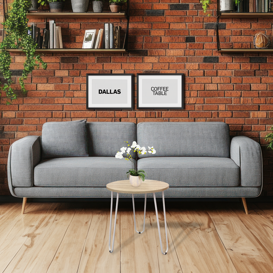Everfurn Dallas Round Coffee Table in Brown and White with MDF Top and Metal Legs – Modern Minimalist Design for Living Rooms and Offices in an Actual Setting