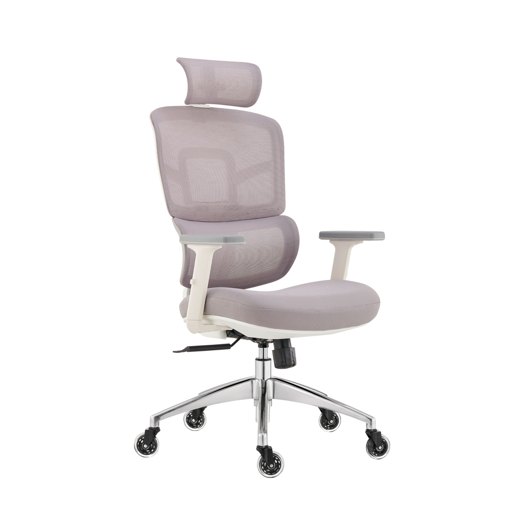 Everfurn Graphite Ergo High Back Office Chair in Grey – Adjustable Seat Height, Tufted Fabric Upholstery, Metal Frame