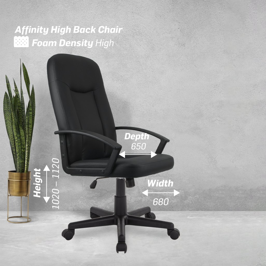 Everfurn Affinity High Back Office Chair in Stylish Black – Ergonomic and Adjustable Office Seating with Dimensions