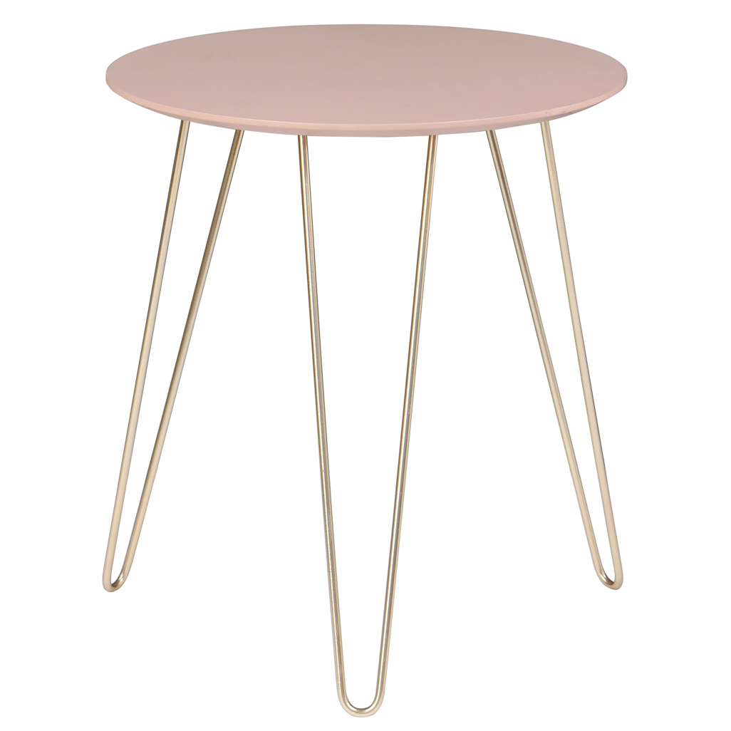 Everfurn Juniper coffee table with a chic pink finish and foldable metal legs, perfect for contemporary and stylish interior spaces.