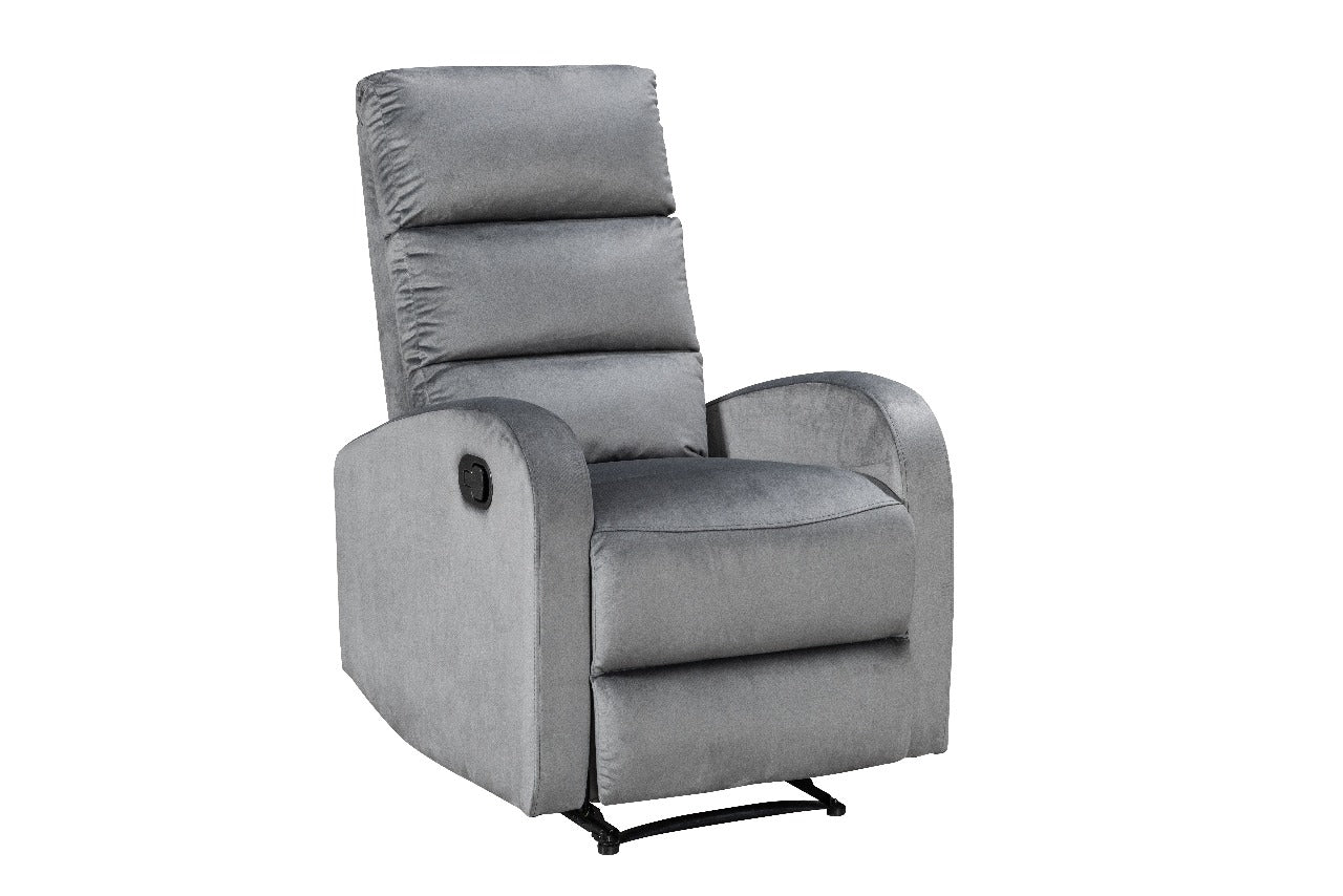 Modo velvet recliner chair with plush upholstery and compact design for modern living spaces Dark Grey Side View