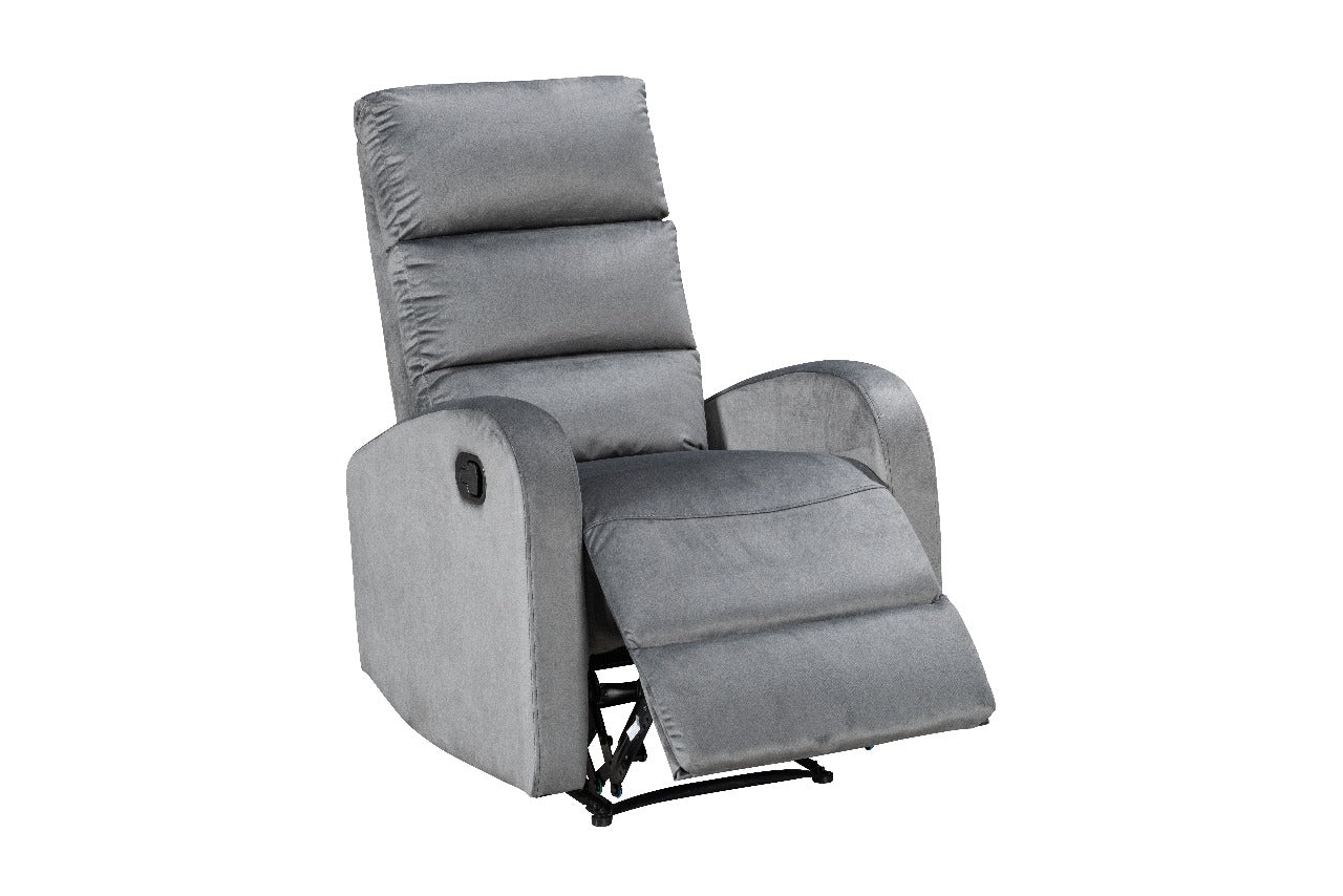 Modo velvet recliner chair with plush upholstery and compact design for modern living spaces Dark Grey Semi Reclined