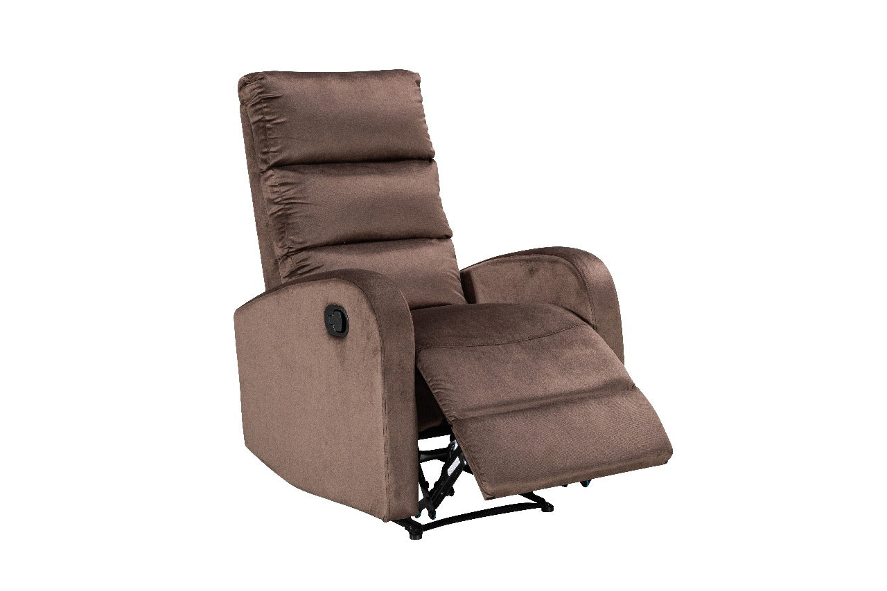 Modo velvet recliner chair with plush upholstery and compact design for modern living spaces Dark Brown Semi Reclined
