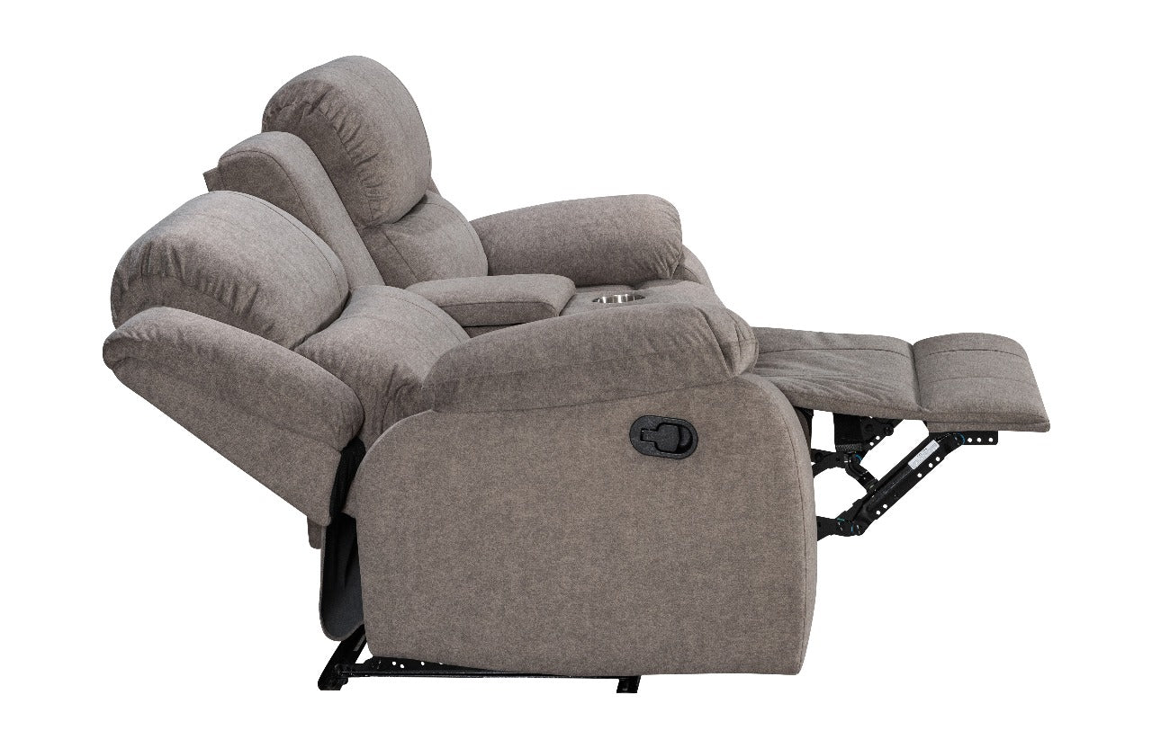 2-Seater Serenity Water-Resistant Recliner in Graphite Grey – Side View Fully Reclined