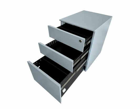 Grey 3-Drawer Steel Pedestal | Office Storage Solution