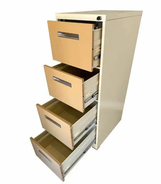 4-Drawer Steel Filing Cabinet | Brown Office Storage