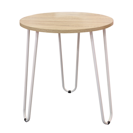 Everfurn Dallas Round Coffee Table in Brown and White with MDF Top and Metal Legs – Modern Minimalist Design for Living Rooms and Offices