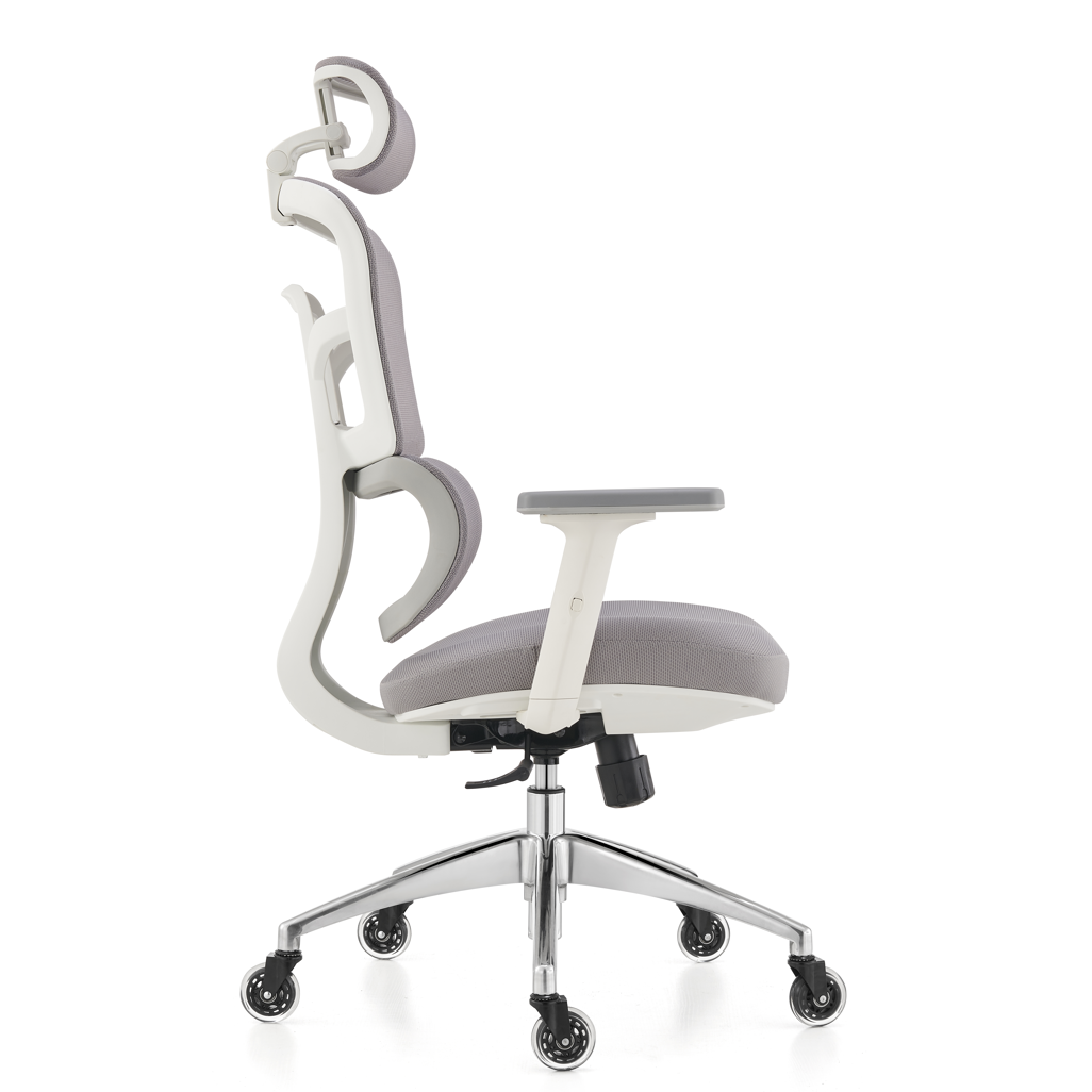 Everfurn Graphite Ergo High Back Office Chair in Grey – Side View, Adjustable Seat Height, Tufted Fabric Upholstery, Metal Frame