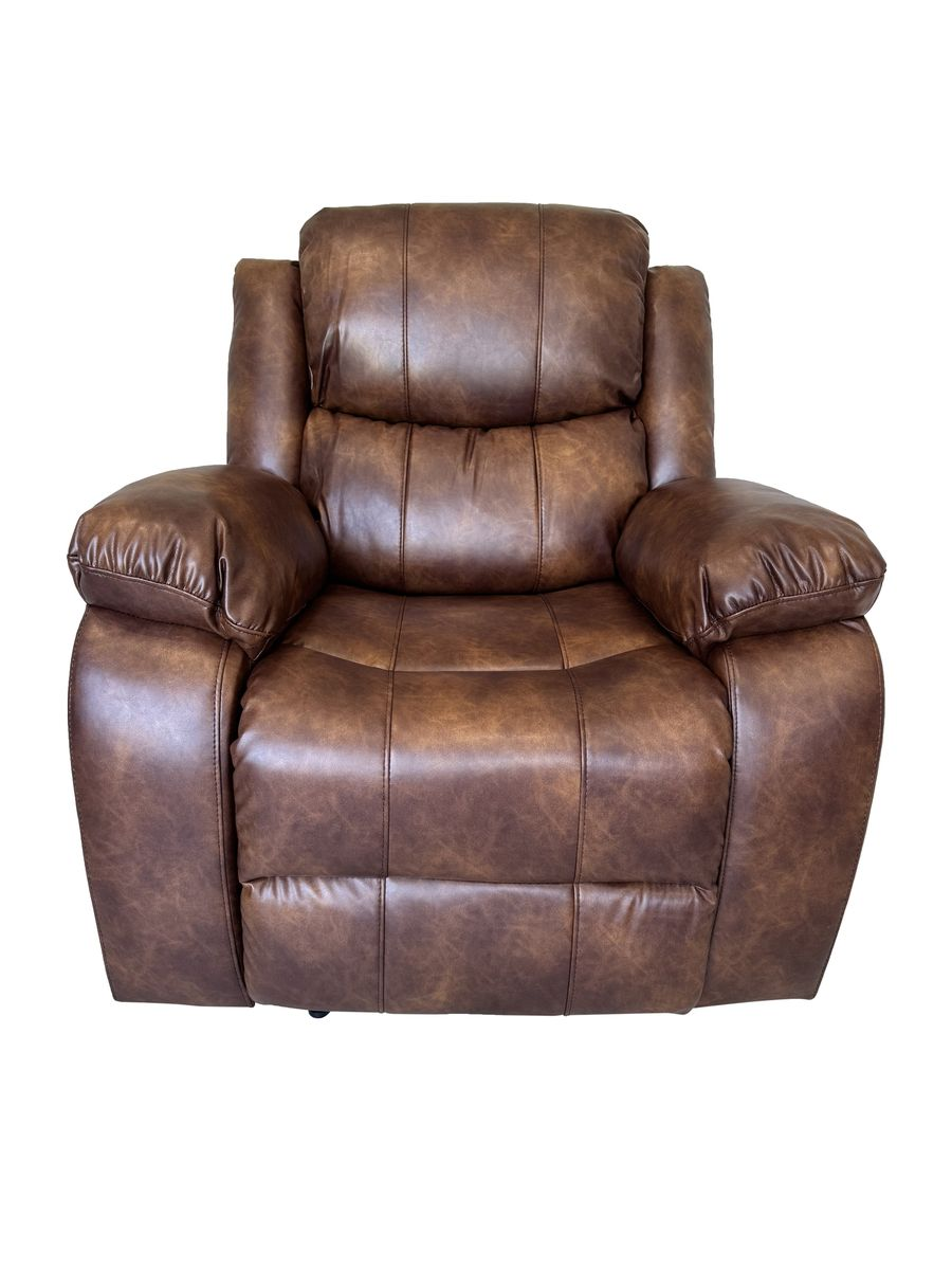 Air Leather Single Recliner Sofa - Light Brown