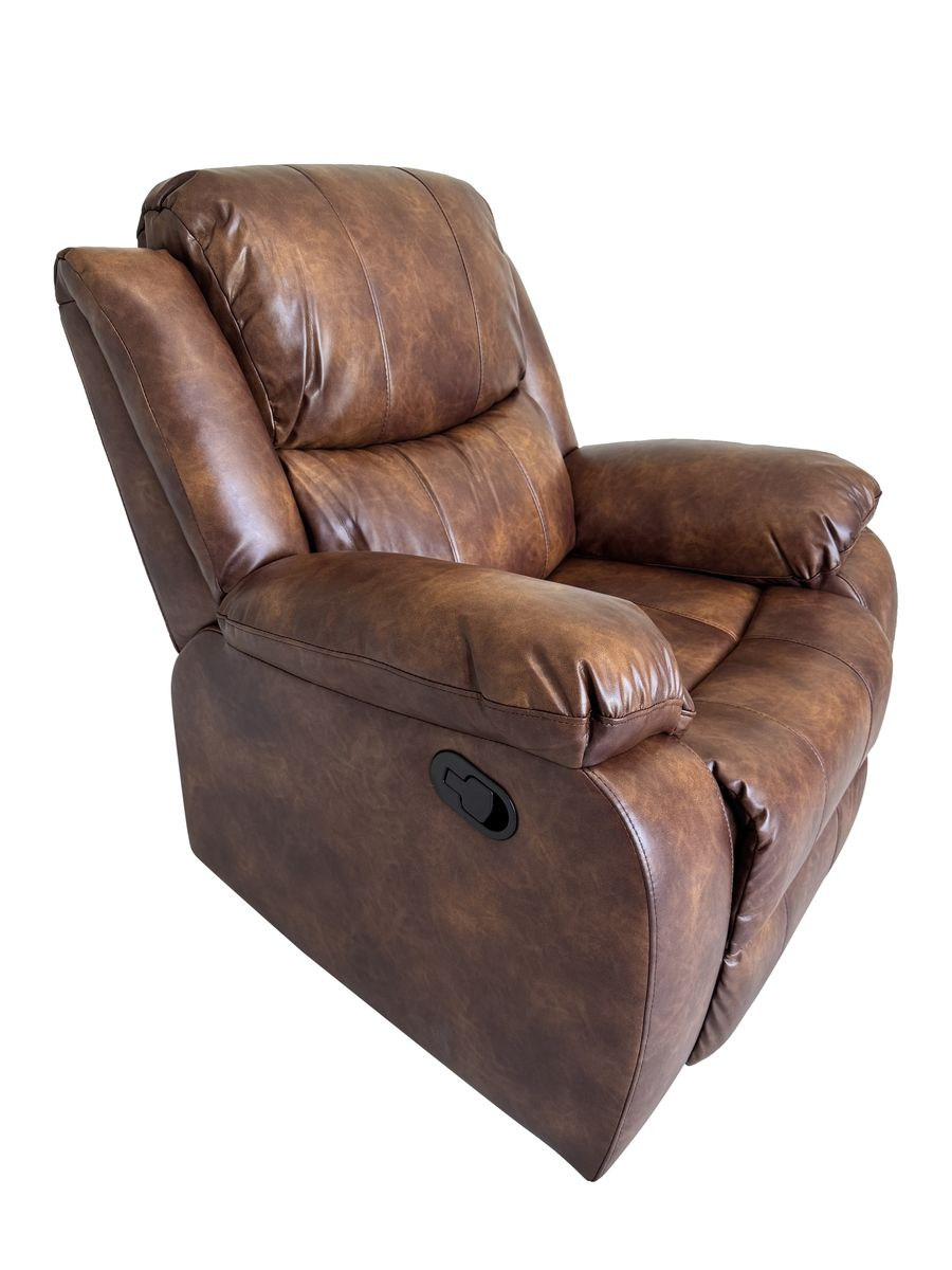 Air Leather Single Recliner Sofa - Light Brown