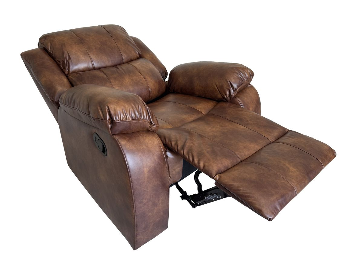 Air Leather Single Recliner Sofa - Light Brown