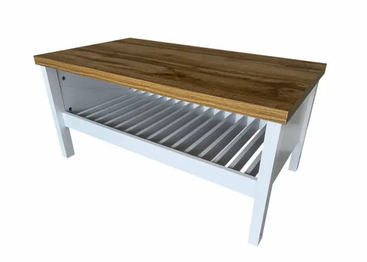 Coffee Table Panama | White Base with Oak Top