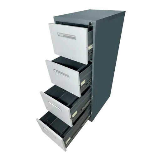 Steel Filing Cabinet | Grey & White 4-Drawer Storage